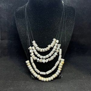 Chico's 5 Strand Black & Silver Tone Necklace (3719)